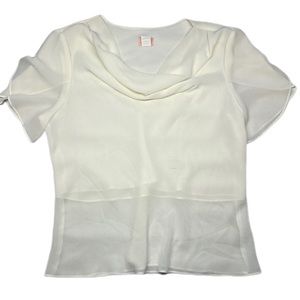 Erica women’s size 3XL all white layered loose crop top transparent blouse